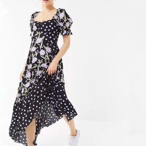 Urban Outfitters Asymmetric Floral and Polka Dot Summer Dress